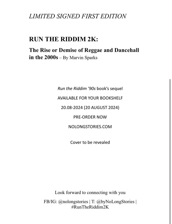 Limited Signed First Edition - Run The Riddim 2K
